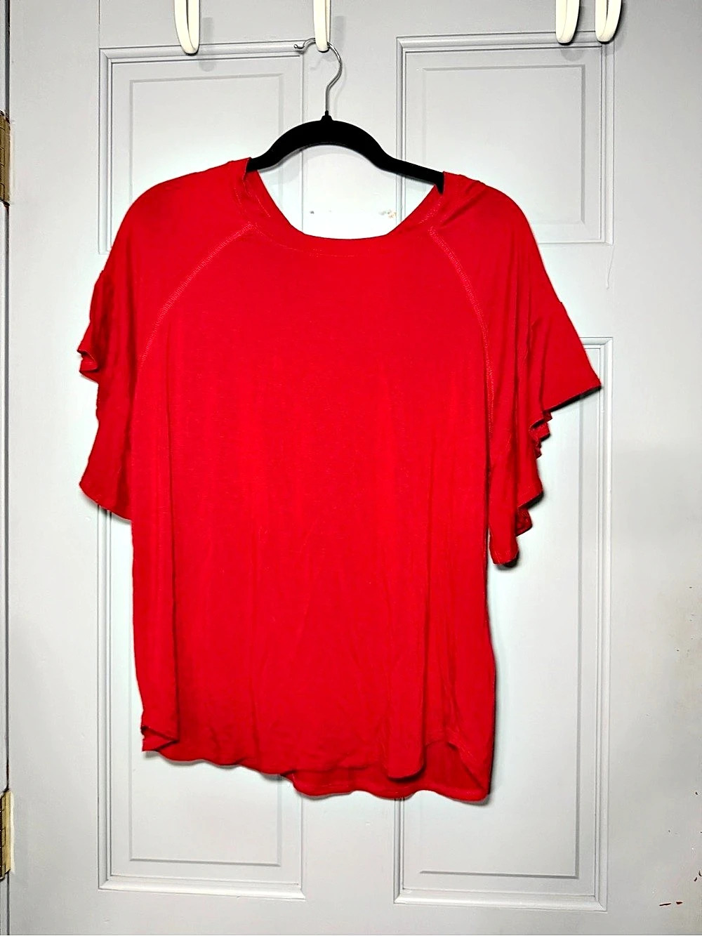 Karen Kane Red Ruffle Sleeve Top Size Large petite